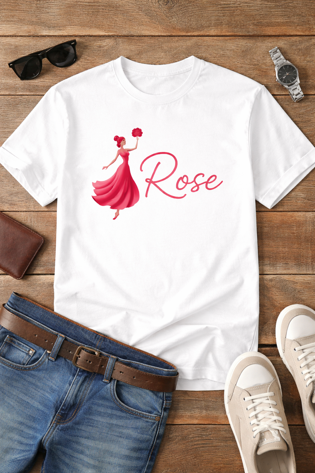 Rose Signature Tee — Midnight Black